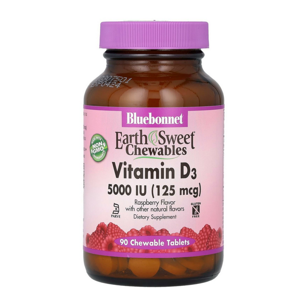 블루보넷뉴트리션 <b>비타민D</b>3 라즈베리 5000 IU 125mcg 90<b>츄어블타블렛</b>