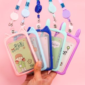 투명 포토카드케이스 목걸이형 카드 교통카드 명함 지갑