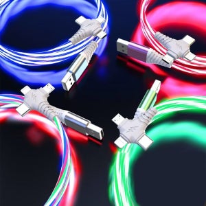 LED 발광 3in1 고속 충전케이블 2M 충전선 차량용 멀티 고속 c타입 8핀