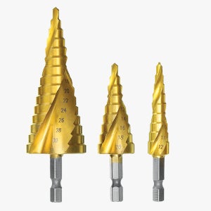 톤 TON 스텝드릴세트 나선형(3pcs) 구멍확장 HSS 비트날 멀티드릴 홀쏘 4-12mm/20mm/32mm