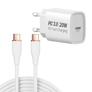 20W PD3.0 급속충전기 QC3.0 C타입 케이블 CtoC 200cm 화이트케이블 스마트폰 전용 고속 충전기 갤럭시