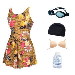 여자수영복 원피스 투피스 빅사이즈 여성수영복 엄마 임산부 스파 온천 여행 1631 5종세트