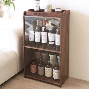 멀바우 NEW 2단클래식 위스키 원목진열장 미니바 홈바 양주장식장 위스키장 원목수납장 조명