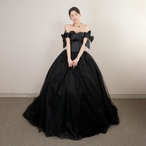 비브 촬영드레스 셀프웨딩 리본드레스 결혼식2부 피로연 블랙드레스