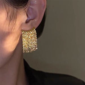 트렌디 레인 태슬 드롭 은침 귀걸이