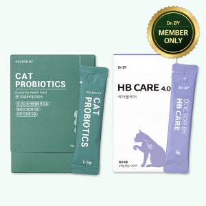 [ONLY 라운지]배출 헤어볼 집중 닥터바이 캣 프로바이오틱스 45g+헤어볼케어 240g