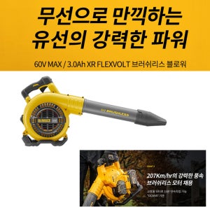 디월트 충전식 파워 송풍기 블로워 세트 60V MAX 3.0Ah 브러쉬리스 DCM572X1