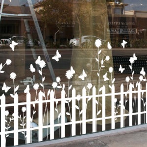 그래픽스티커 꽃과 나비가머무는 울타리펜스 (ip278)