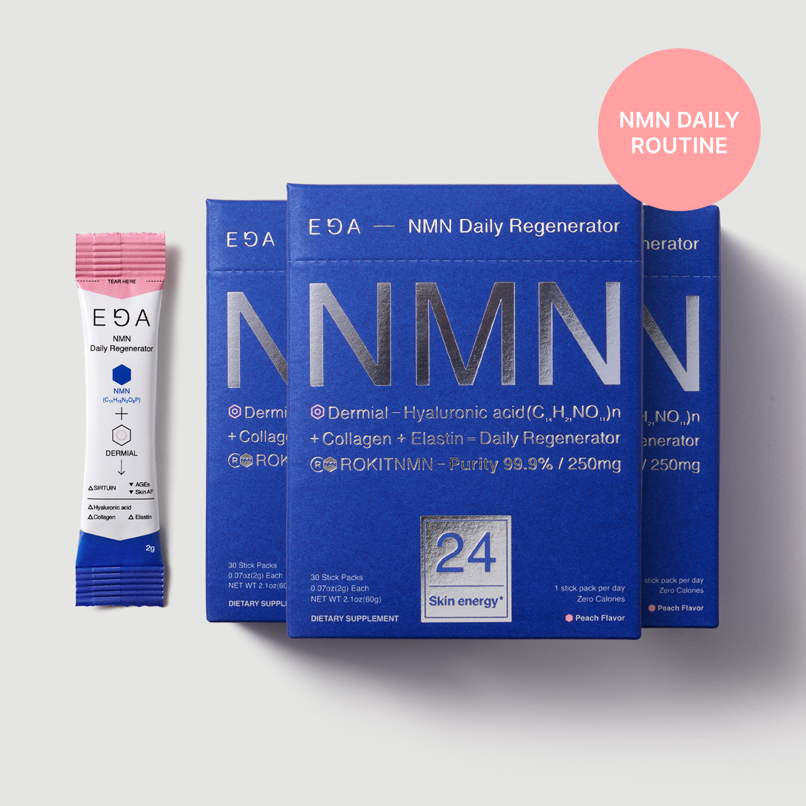 EGA NMN 고함량 고순도 <b>피부</b>과용 NMN 분말형 250mg 3박스