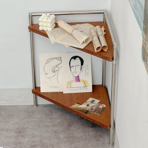 플러쉬 철제 미니 틈새 2단 모서리 모듈 코너 원목 선반 코너장