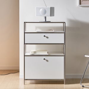 세렌티 모듈 높은 600 4단 퓨어화이트 완제품 수납장 서랍 거실 선반장 콘솔