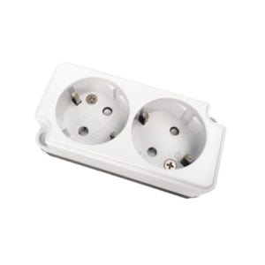 현대일렉트릭 접지 노출 2구 콘센트 16A 250V D-HOEC-2