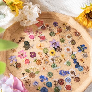 씰링 왁스 압화 꽃 스티커 핑크 5C3