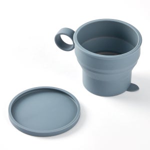 크리스탈클라우드 여행용 접이식 컵 실리콘 휴대용 컵 뚜껑포함 등산 미니 캠핑 머그 컵 300ml