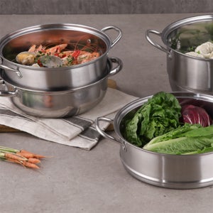 스테인리스 찜기 스텐 야채 원형 이유식 찜 채반 업소용 냄비 만두 채소 찜솥 떡 세트