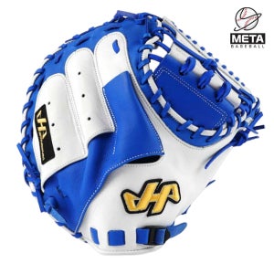 하타케야마 스페셜오더 야구 포수미트 글러브 34인치 화이트/로열블루 FSG -T2