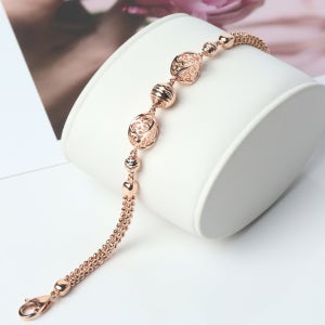 14K 18K 금 마틸데 볼드 볼 컷팅 여자 체인 팔찌 B5916D-2R