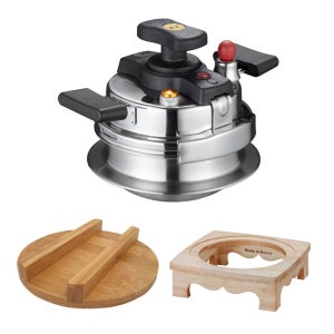 국내생산 스텐레스 초고압 통3중 압력밥솥 양수 1인용+나무받침+나무뚜껑/누룽지 가마솥 압력솥 밥솥