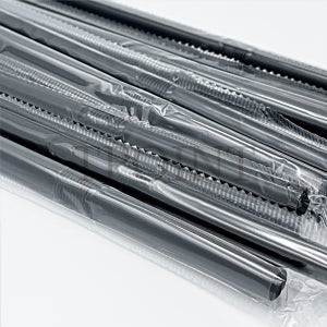 7mm 25cm 검정 자바라 스트로우 1Pack/500개입 개별 블랙 주름 빨대