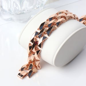 14K 18K 금 팔각 트리플 라인 체인 데일리 볼드 팔찌 B2327R