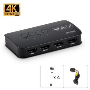 유니콘 4K 4포트 HDMI KVM스위치 모니터 키보드마우스 USB공유 HDMI케이블포함 KVM-400HV