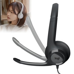 국내 정품 로지텍 유선헤드셋 스테레오 어학강의 온라인강의 화상회의 헤어밴드형 회전형 붐마이크