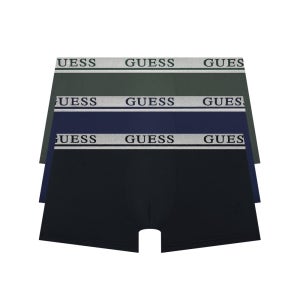 [게스언더웨어] 로고밴딩 로고플레이 메탈릭 밴드 남자 드로즈팩 남자 속옷 세트 3PACK (BK/DGR/NY)