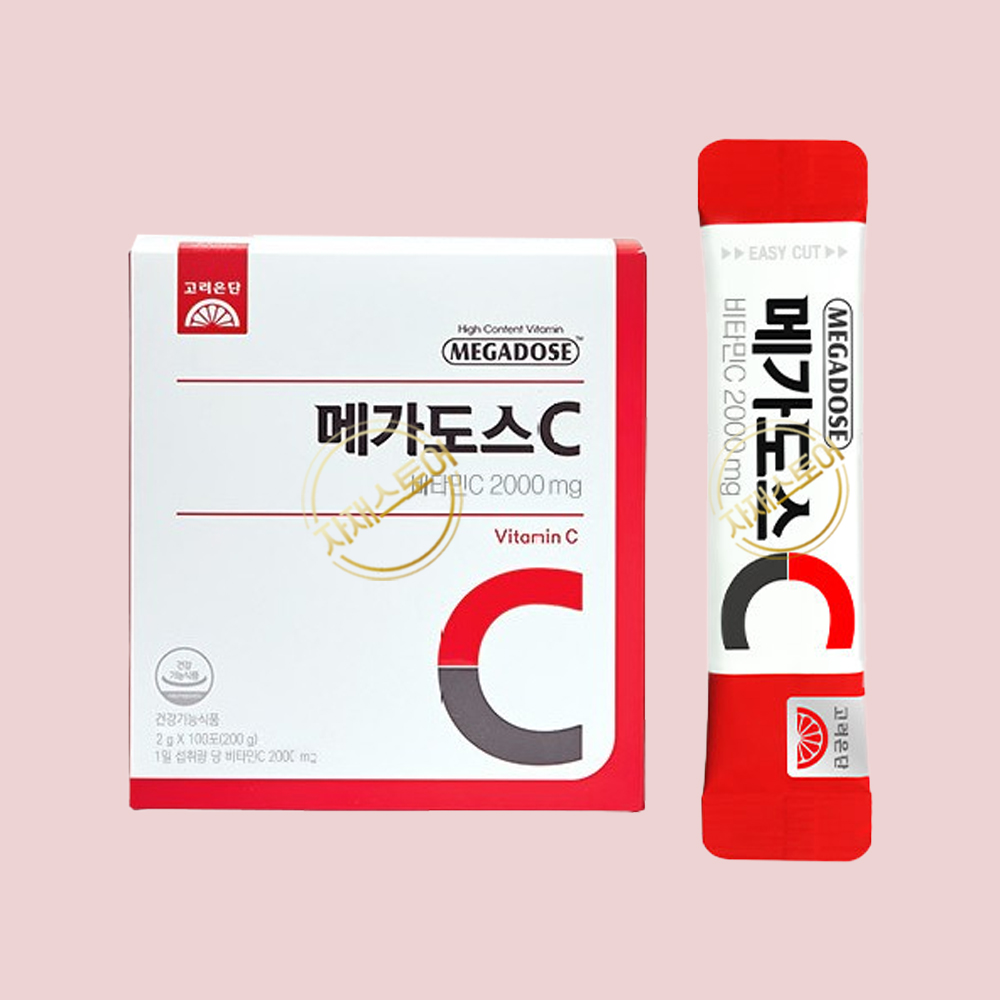 고려은단 메가도스2000 고함량 <b>비타민씨</b> 비타민C 100포 분말 가루 스틱