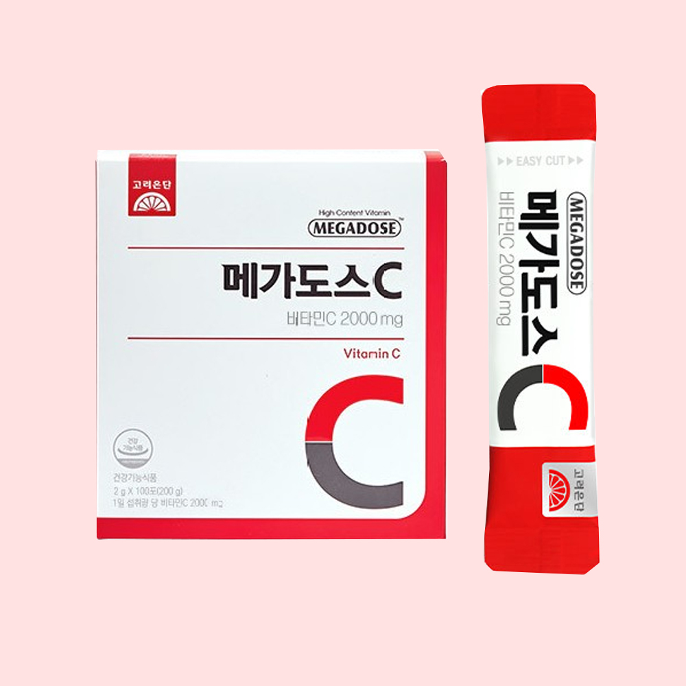 고려은단 메가도스2000 고함량 <b>비타민씨</b> 비타민C 100포 분말 가루 스틱