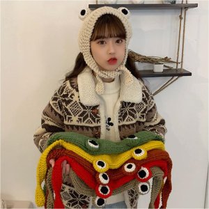개구리 니트귀도리 도톰한 짜임 귀와 옆얼굴 턱까지 감사주는 겨울 필수템