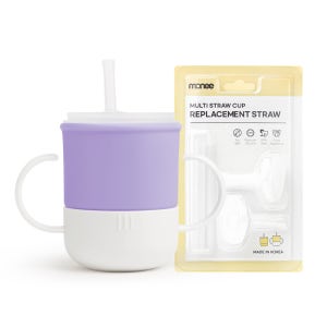 모니 실리콘 아기컵 양손 멀티 빨대컵+스트로우 2P 세트 250ml, 1개, 스윗퍼플