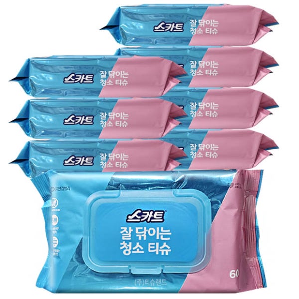 스카트 잘닦이는 청소 티슈 (살균 소독티슈 변경 제품) 캡형
