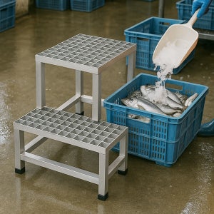 비에이치 알루미늄 그레이팅 2단 계단 이동식 안전 작업 발판 사다리