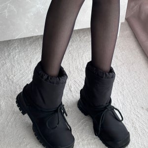 4cm 무광패딩부츠 여성겨울방한화 양털앵클부츠 라이트그레이 블랙