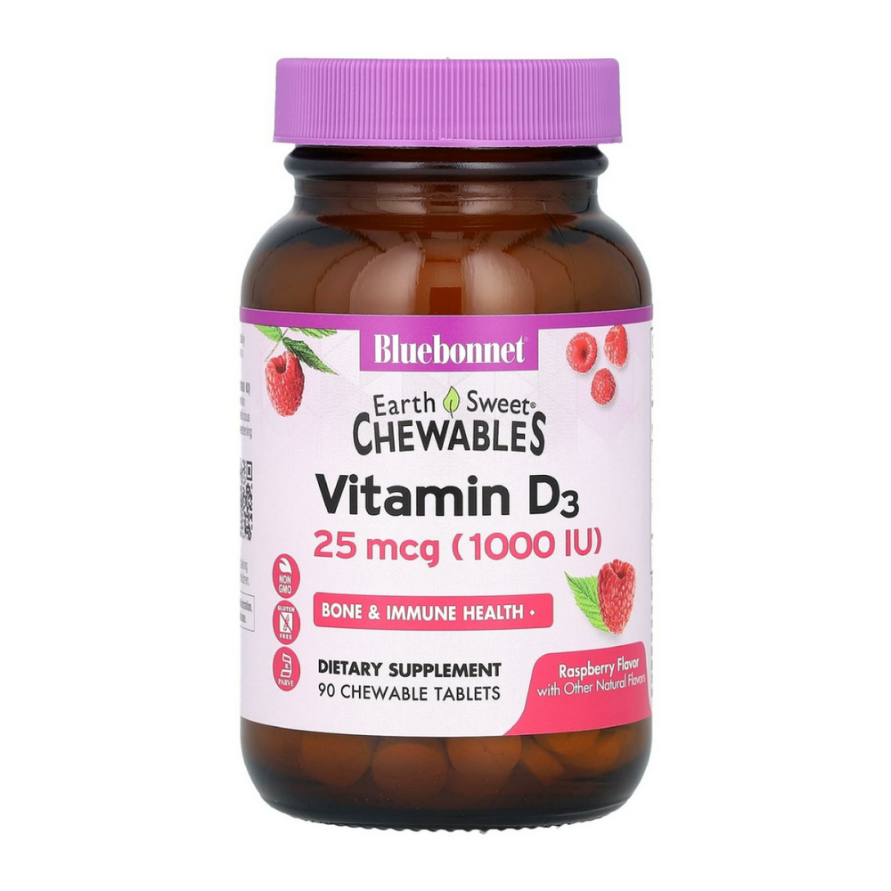 블루보넷뉴트리션 어스스위트 <b>비타민D</b>3 라즈베리 25mcg 90<b>츄어블타블렛</b>