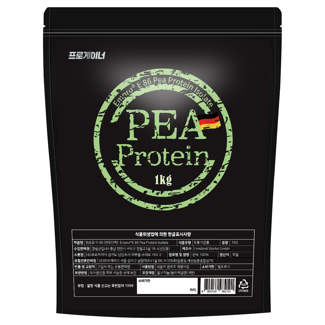 <b>프로게이너</b> 식물성 완두콩<b>단백질</b> 100% NON-GMO 비건 <b>프로틴</b>쉐이크 무맛, 1kg, 1개