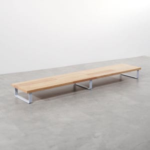 원목 듀얼 모니터 받침대 폭 240mm 높이10cm 1200mm, 고무나무상판(화이트받침)