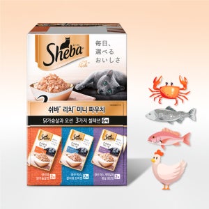 쉬바 캣 리치 미니파우치 고양이 습식간식 닭가슴살+오션 3가지 셀렉션 6p, 210g, 1개