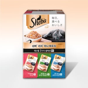 쉬바 리치 미니 파우치 어덜트 해산물 3가지 셀렉션 35g x 6개 고양이 습식간식