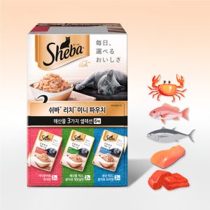 쉬바 캣 리치 미니파우치 고양이 습식간식 해산물 3가지 셀렉션 6p, 210g, 1개