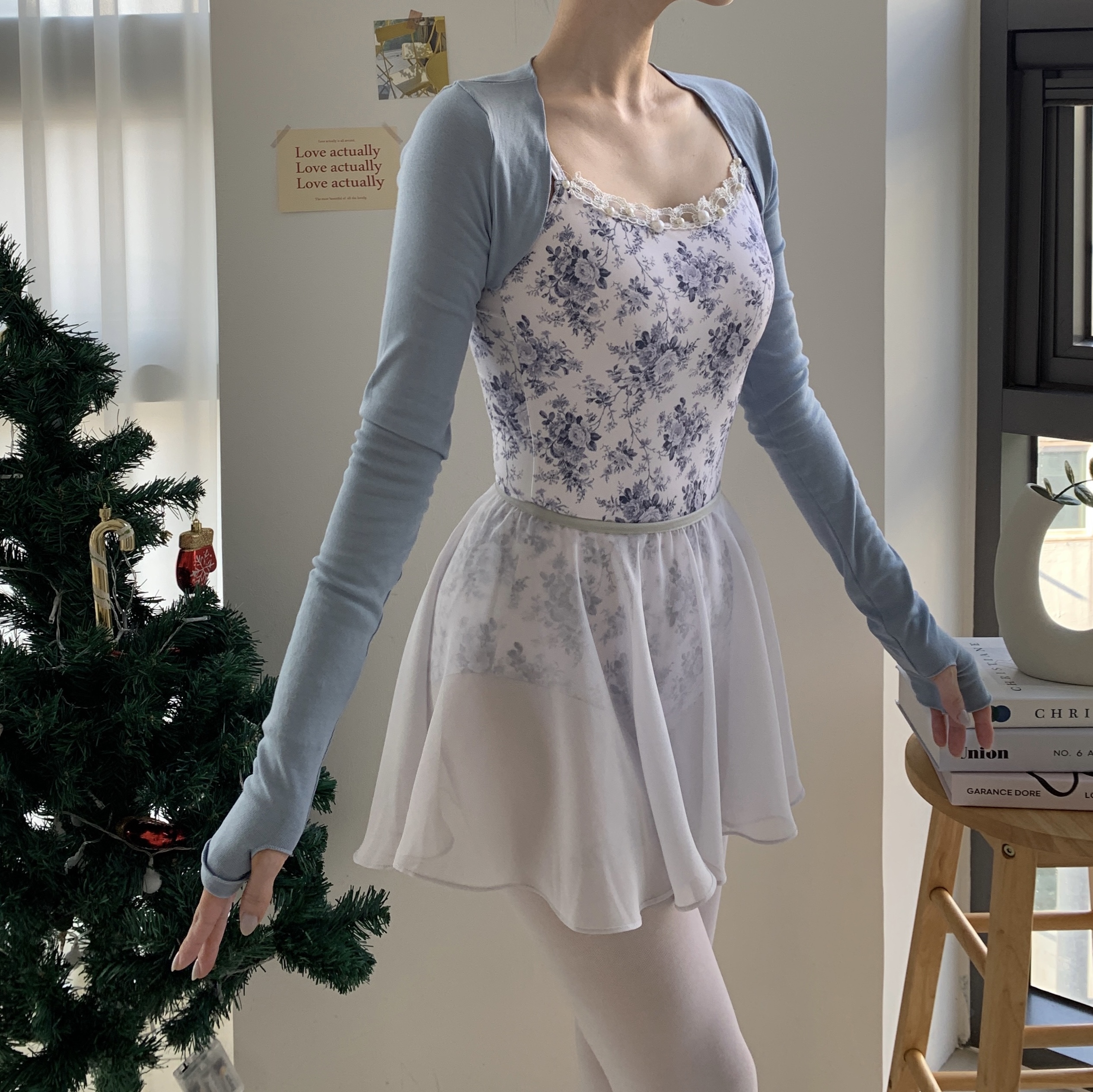 컴포트 핑거홀 슈러그 볼레로 발레워머 폴댄스 발레복 필라테스상의