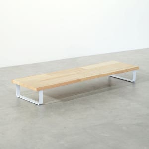 원목 듀얼 모니터 받침대 폭 300mm 높이10cm 600mm, 고무나무상판(화이트받침)