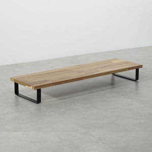 원목 듀얼 모니터 받침대 폭 300mm 높이10cm 800mm, 아카시아상판(블랙받침)