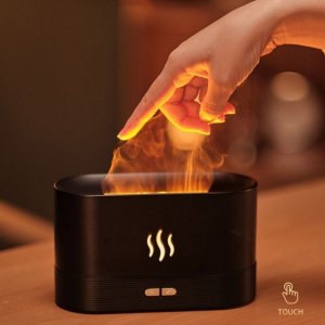 초음파 아로마 LED 가습기 불멍 감성 무드 가정용 BLACK