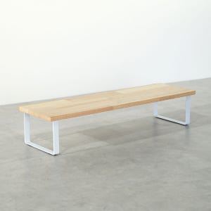 원목 듀얼 모니터 받침대 폭 300mm 높이16cm 800mm, 고무나무상판(화이트받침)