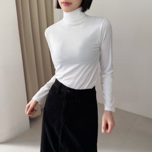 여성목티 얇은목폴라 이너 흰색 검정 여성 폴라티