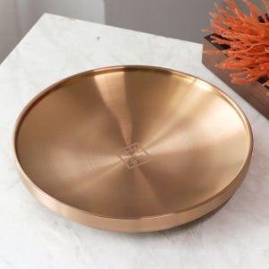 안성 나노 유기 복사라 원형 접시 녹그릇 놋쇠 유기 그릇 ZZ 27cm, 골드
