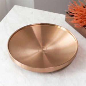 안성 나노 유기 복사라 원형 접시 녹그릇 놋쇠 유기 그릇 ZZ 25cm, 골드