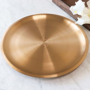 안성 나노 유기 고기 접시 원형 놋그릇 놋쇠 유기 그릇 ZZ 32.6cm, 골드