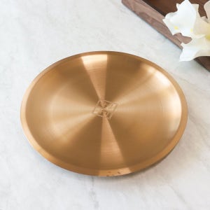 안성 나노 유기 고기 접시 원형 놋그릇 놋쇠 유기 그릇 ZZ 25.8cm, 골드
